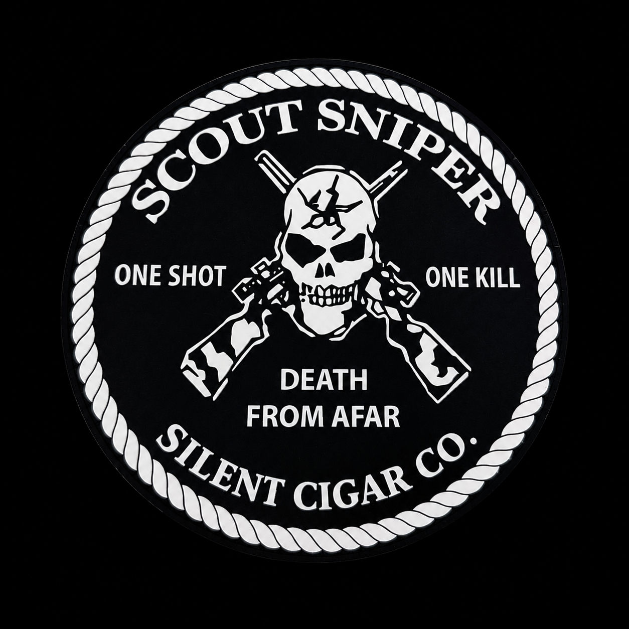 Silent Cigar Sniper Embossed Sticker 5x5