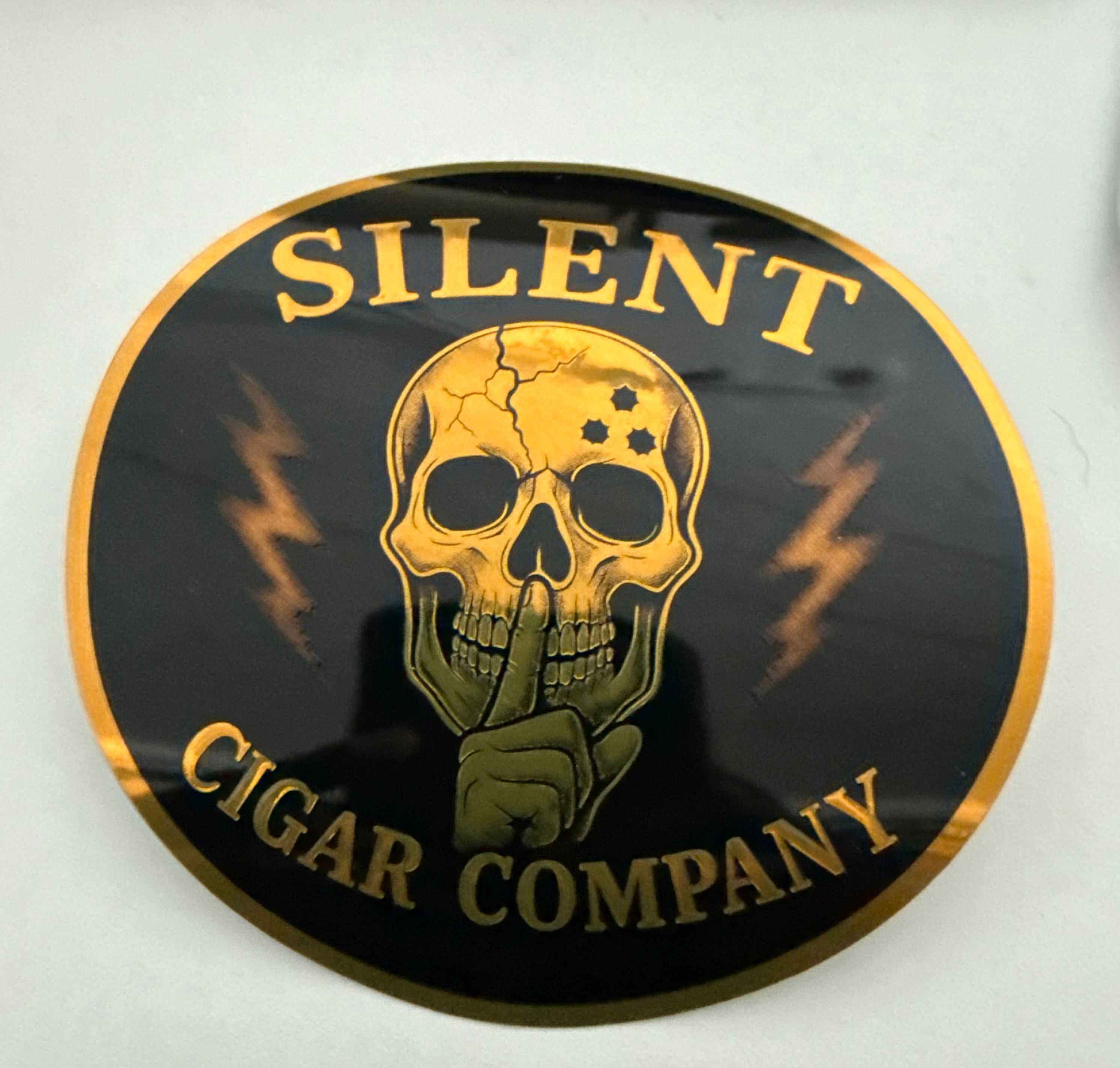 Silent Cigar Embossed Sticker 5x5